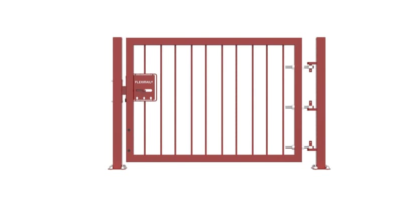 Red 0.9m High Single Leaf FlexiRail® Flat Top Railing Gate Kit