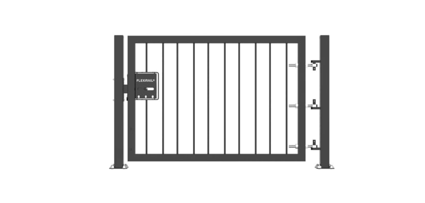 Black 0.9m High Single Leaf FlexiRail® Flat Top Railing Gate Kit