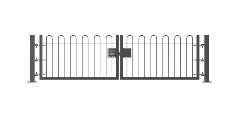 Grey 0.9m High Double Leaf FlexiRail® Bow Top Railing Gate Kit