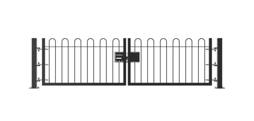 Black 0.9m High Double Leaf FlexiRail® Bow Top Railing Gate Kit
