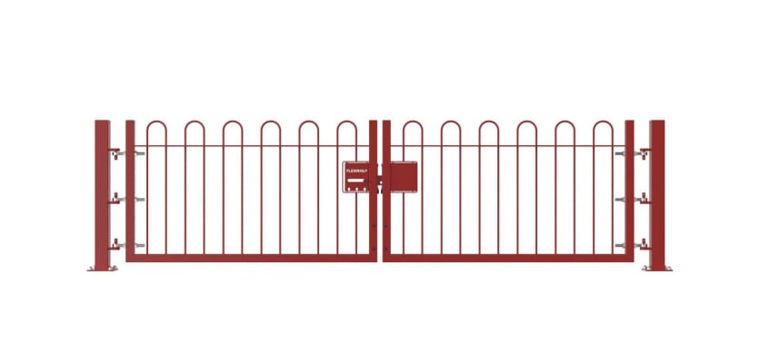 Red 0.9m High Double Leaf FlexiRail® Bow Top Railing Gate Kit