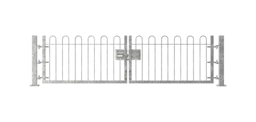 Galvanised 0.9m High Double Leaf FlexiRail® Bow Top Railing Gate Kit