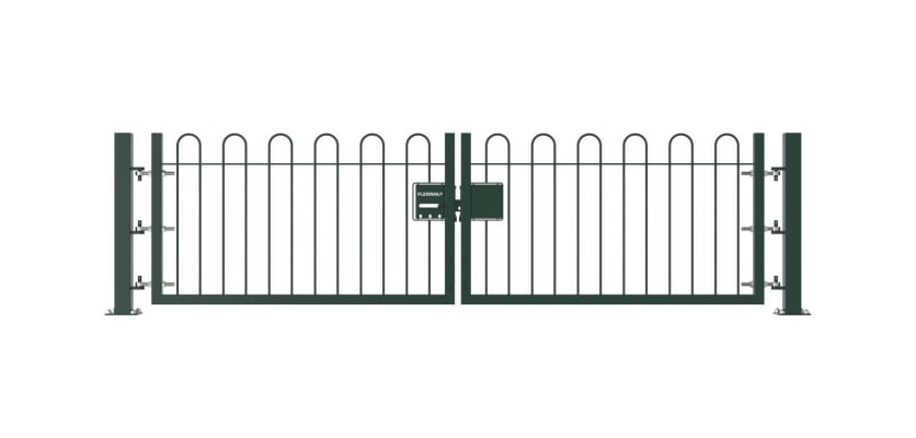 Green 0.9m High Double Leaf FlexiRail® Bow Top Railing Gate Kit