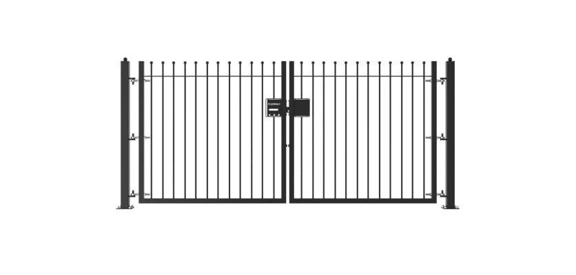 Black 1.5m High Double Leaf FlexiRail® Ball Top Railing Gate Kit