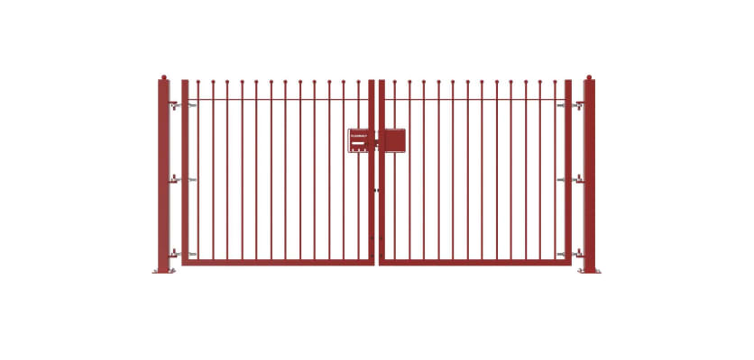 Red 1.5m High Double Leaf FlexiRail® Ball Top Railing Gate Kit