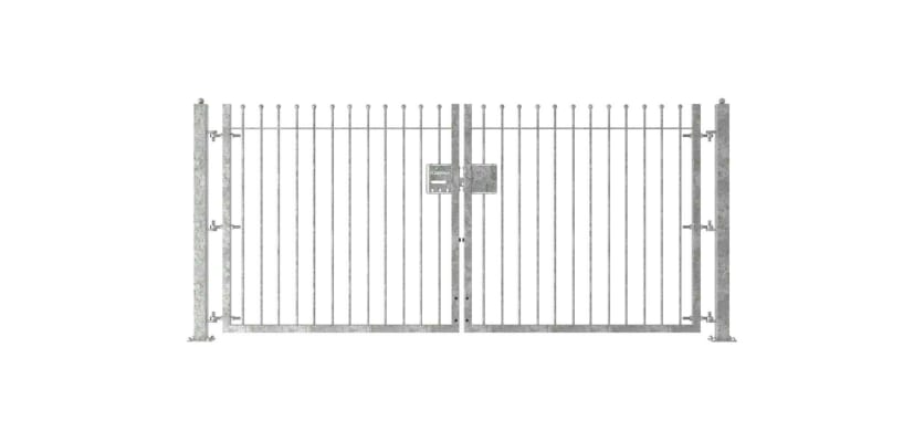 Galvanised 1.5m High Double Leaf FlexiRail® Ball Top Railing Gate Kit