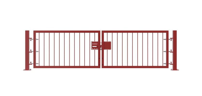 Red 0.9m High Double Leaf FlexiRail® Flat Top Railing Gate Kit