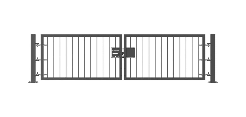 Grey 0.9m High Double Leaf FlexiRail® Flat Top Railing Gate Kit