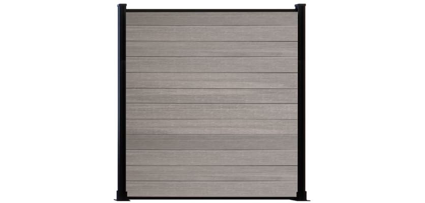 Wood grain antique composite fencing with black frame