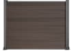 Wood grain walnut composite fencing with grey frame