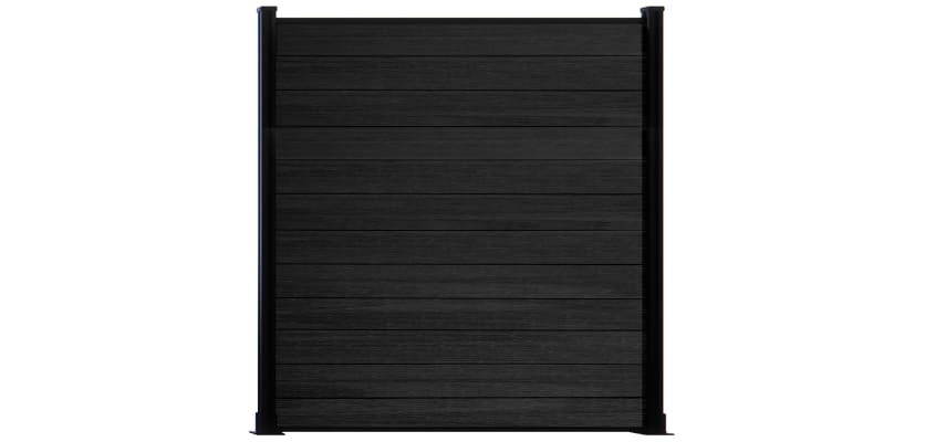 Wood grain black composite fencing with black frame