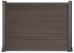 Wood grain walnut composite fencing with grey frame