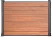 Wood grain teak composite fencing with grey frame