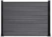 Wood grain anthracite grey composite fencing with black frame
