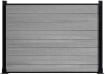 Wood grain light grey composite fencing with black frame