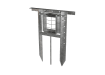 Back view of galvanised badger gate showing ground spikes for installation