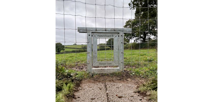Durable PastureGuard® Badger Gate designed for secure livestock management, featuring robust galvanised construction and easy-open mechanism