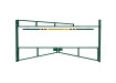 Yellow Double Swing Barrier with High-Level Swing Arm Kit with Maximum Height Restriction label