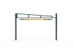 Yellow Swing Height Restrictor Barrier with Maximum Height Restriction label