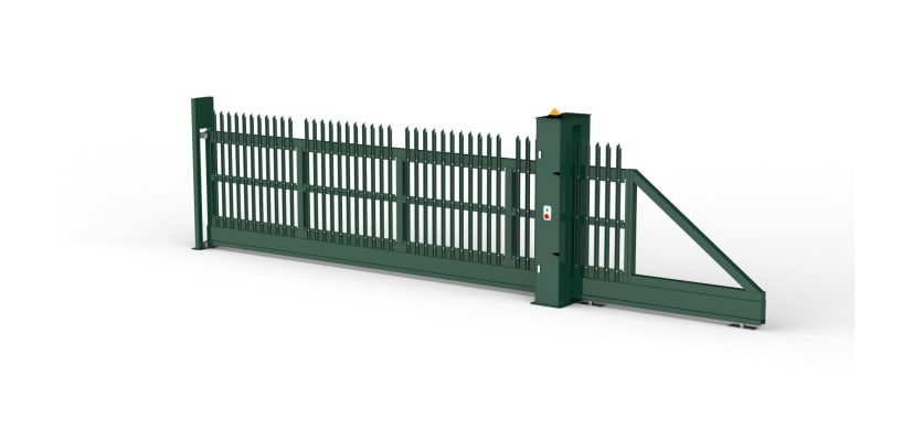 Moss Green PaliFence® SR1 (A1) LPS 1175 W Palisade Automatic Cantilever Gate