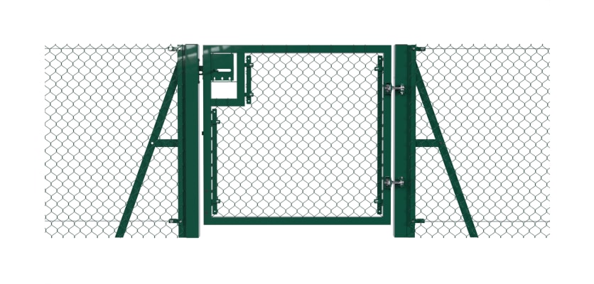 Green 0.9m High Chain Link Single Leaf Gate Kit