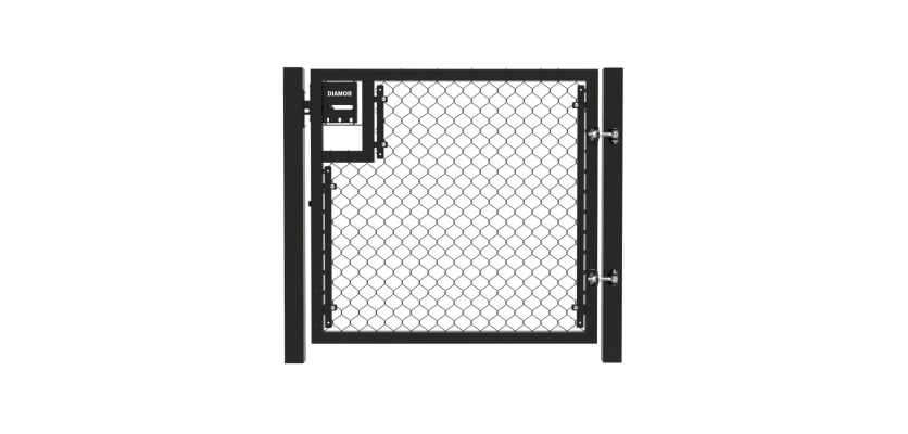 Black 1.5m High Chain Link Single Leaf Gate Kit