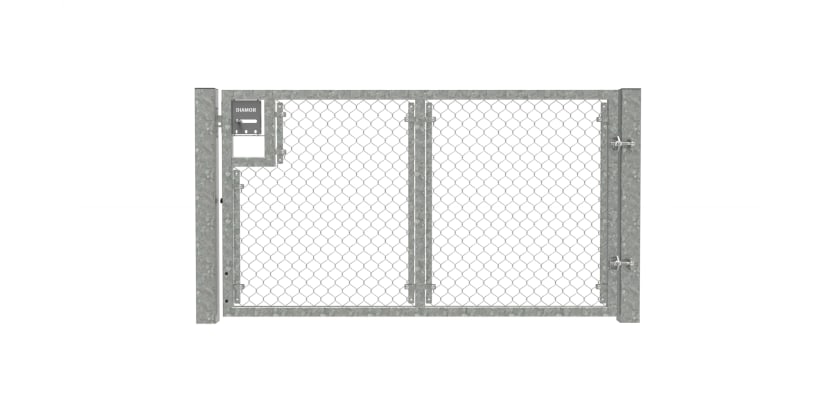Galvanised 1.5m High Chain Link Single Leaf Gate Kit with additional vertical support