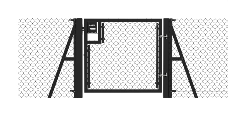 Black 1.5m High Chain Link Single Leaf Gate Kit with strainer posts