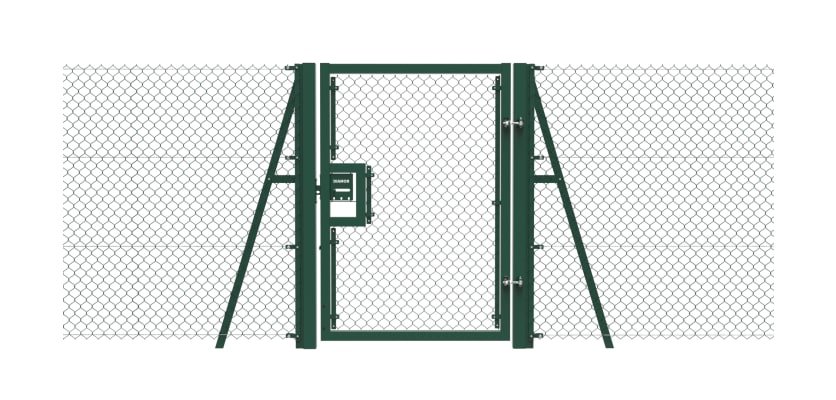 Green 1.8m High Chain Link Single Leaf Gate Kit with strainer posts