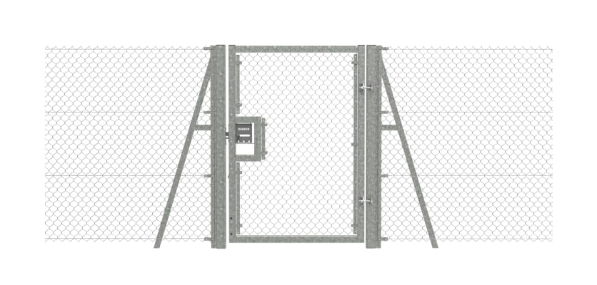 Galvanised 1.8m High Chain Link Single Leaf Gate Kit with strainer posts