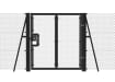 Black 1.8m High Chain Link Single Leaf Gate Kit with vertical support and strainer posts