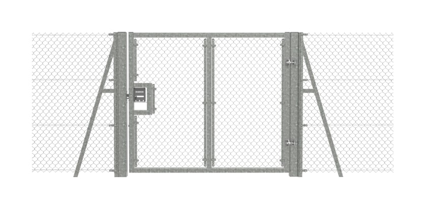 Galvanised 1.8m High Chain Link Single Leaf Gate Kit with vertical support and strainer posts