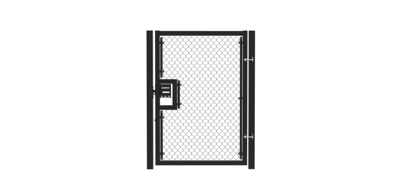 Black 2.4m High Chain Link Single Leaf Gate Kit