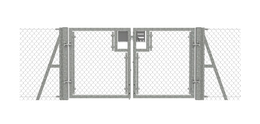 Galvanised  0.9m High Chain Link Double Leaf Gate Kit with strainer posts