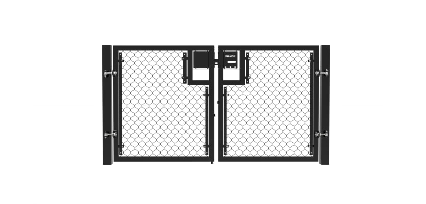 Black 0.9m High Chain Link Double Leaf Gate Kit
