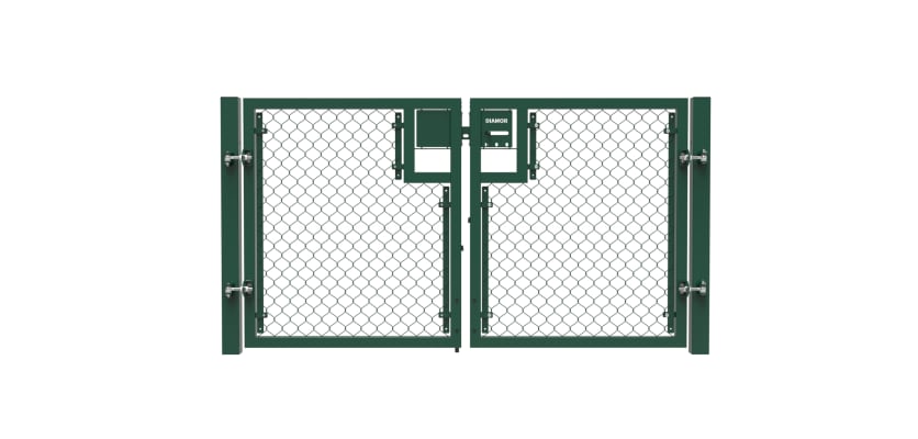 Green 0.9m High Chain Link Double Leaf Gate Kit