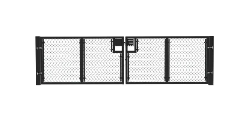  Black 0.9m High Chain Link Double Leaf Gate Kit with vertical supports