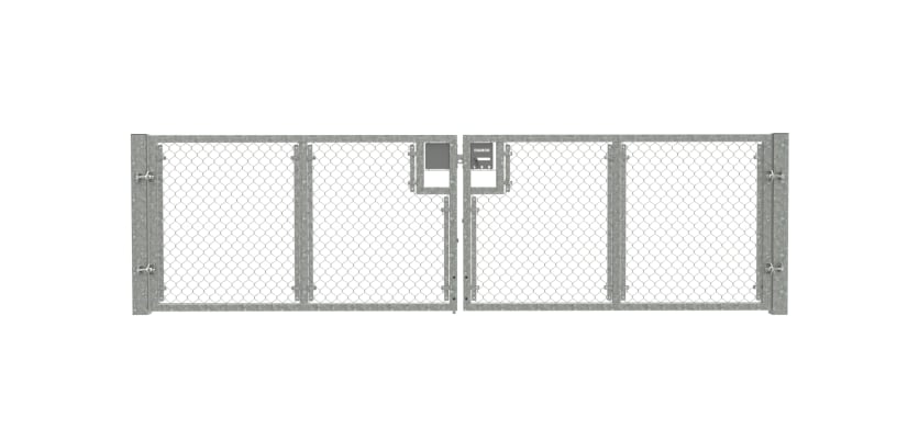 Galvanised 1.2m High Chain Link Double Leaf Gate Kit with vertical supports