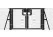 Black 1.5m High Chain Link Double Leaf Gate Kit with strainer posts