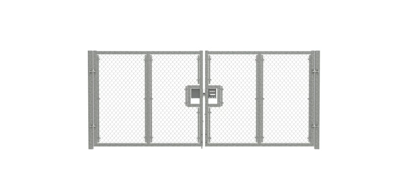 Galvanised 1.8m High Chain Link Double Leaf Gate Kit with vertical supports 