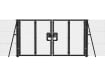 Black 2.4m High Chain Link Double Leaf Gate Kit with vertical supports and end strainer posts