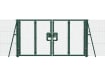 Green 2.4m High Chain Link Double Leaf Gate Kit with vertical supports and end strainer posts