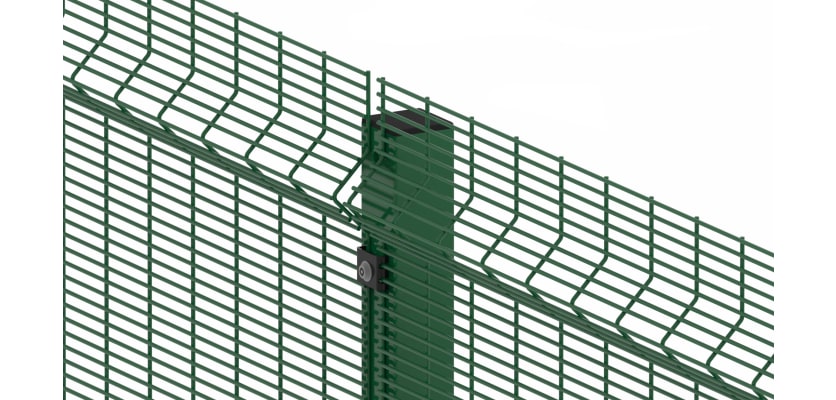 Close up of green 358D mesh fence panel
