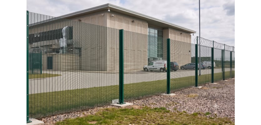 Green 358 mesh fencing installed around site