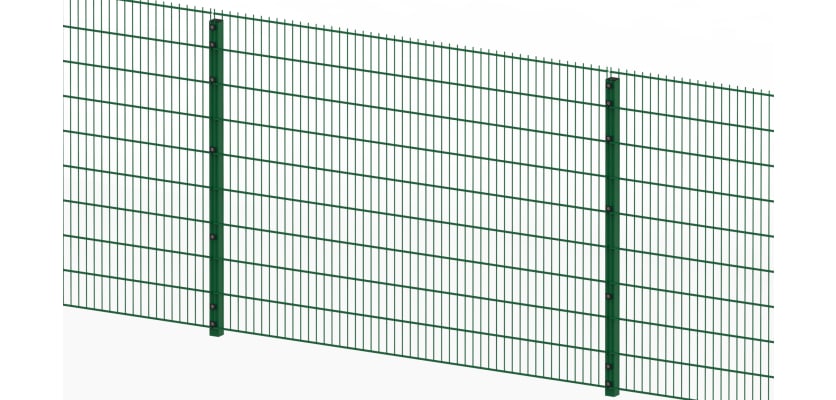 Green 868 twin mesh panel with clip fixings 