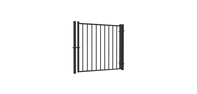 Black OldStead Welded Residential 2 Rail Flat Top Walk Gate - 4' Wide x 46" High