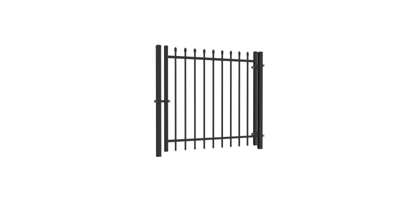 4' Wide x 46" High OldStead Welded Residential 2 Rail Spear Top Walk Gate 