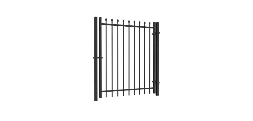 Black OldStead Welded Residential 2 Rail Spear Top Walk Gate - 4' Wide x 58" High