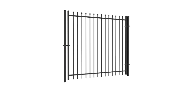 Black OldStead Welded Residential 2 Rail Spear Top Walk Gate