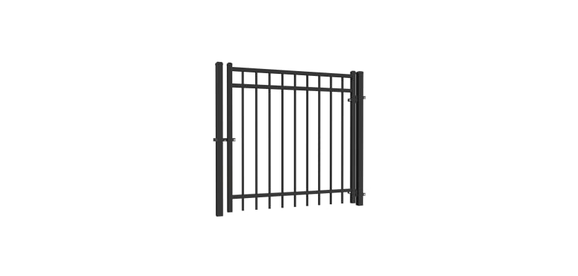 Black OldStead Welded Residential 3 Rail Flat Top Walk Gate